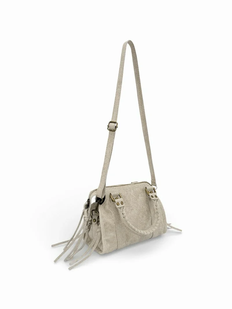 Mini-sac bowling en cuir mat brossé SANDSTORM MINI Beige crème