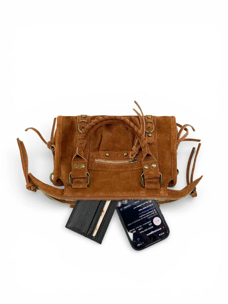 Mini-sac en daim STORM SUEDE MINI Camel foncé