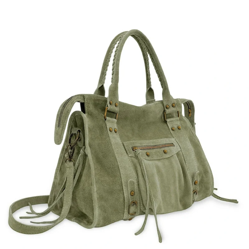 Sac à main en daim STORM SUEDE Matcha latte
