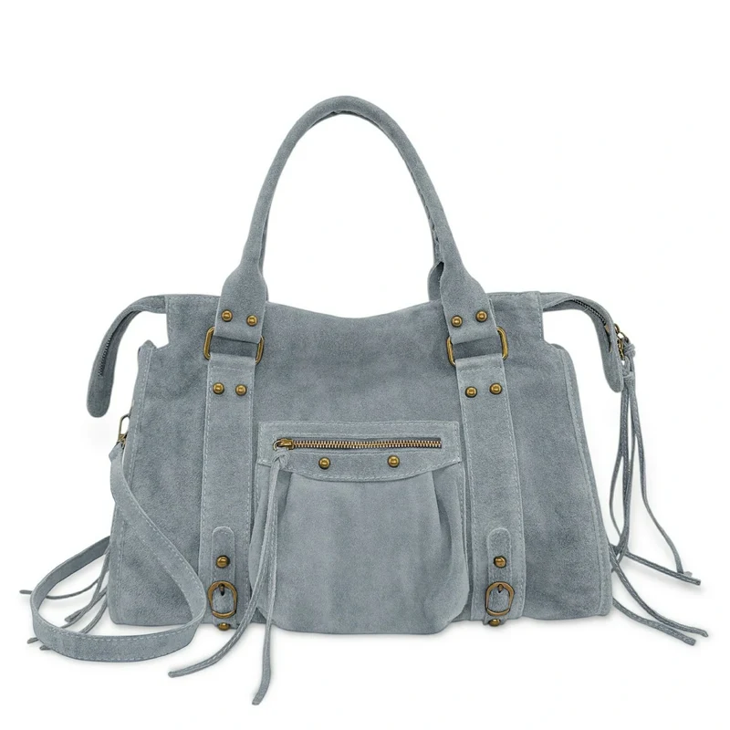 Sac à main en daim STORM SUEDE Bleu pastel