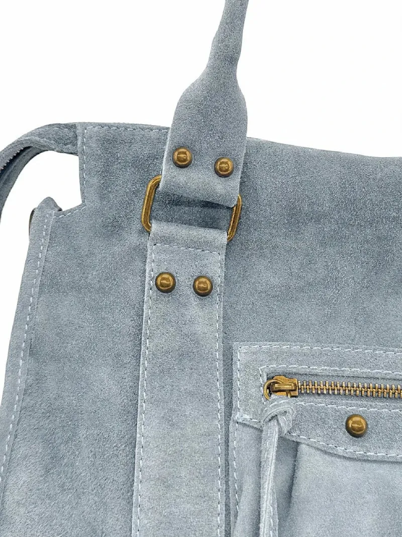 Sac à main en daim STORM SUEDE Bleu pastel