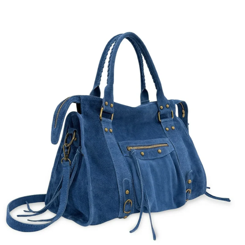 Sac à main en daim STORM SUEDE Bleu cobalt
