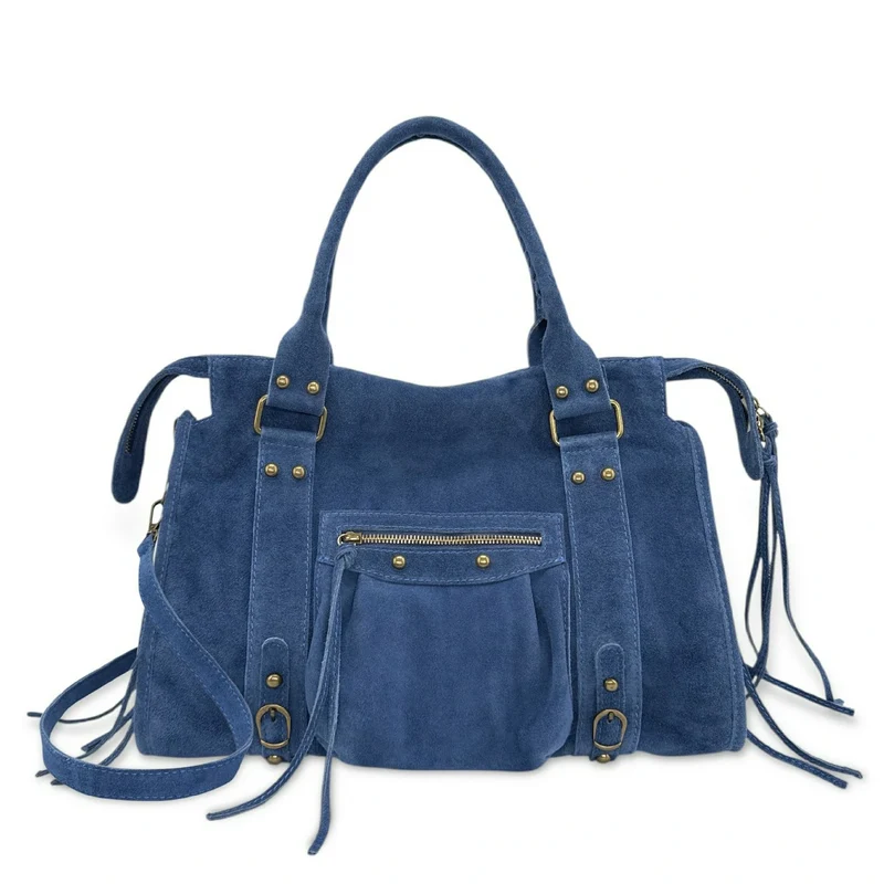 Sac à main en daim STORM SUEDE Bleu cobalt