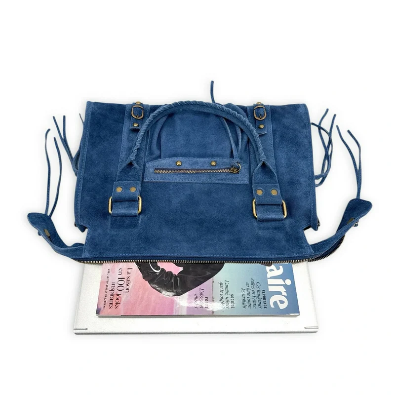 Sac à main en daim STORM SUEDE Bleu cobalt