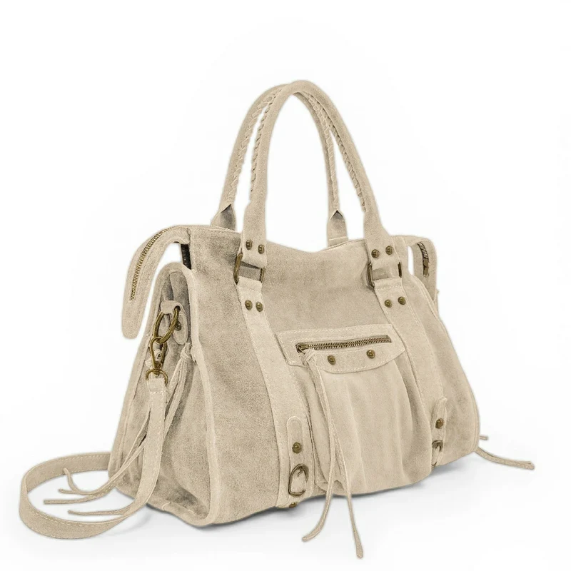 Sac à main en daim STORM SUEDE Beige crème