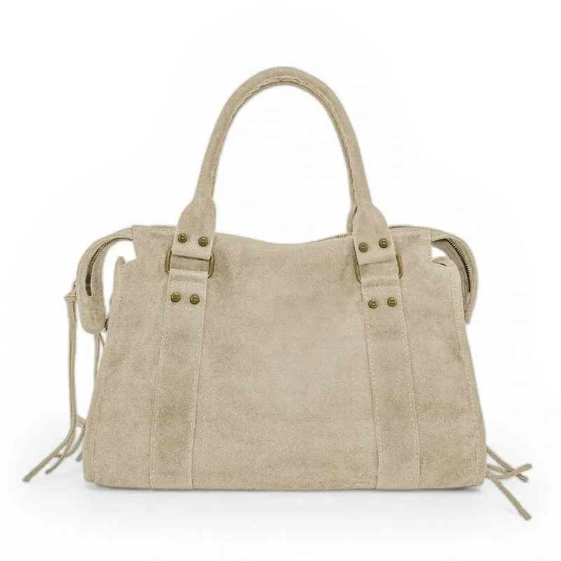 Sac à main en daim STORM SUEDE Beige crème