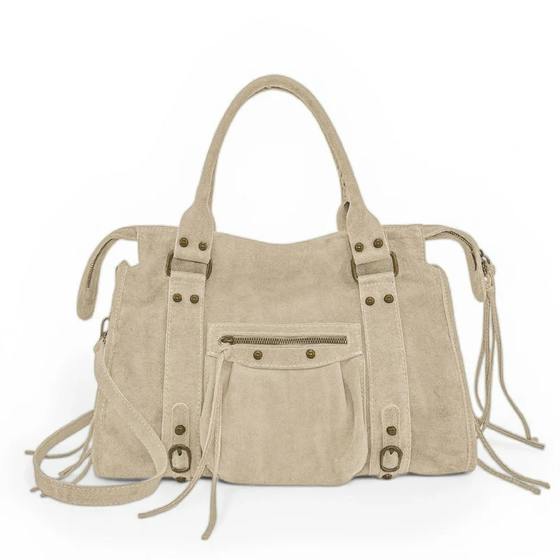 Sac à main en daim STORM SUEDE Beige crème