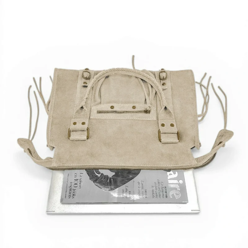 Sac à main en daim STORM SUEDE Beige crème