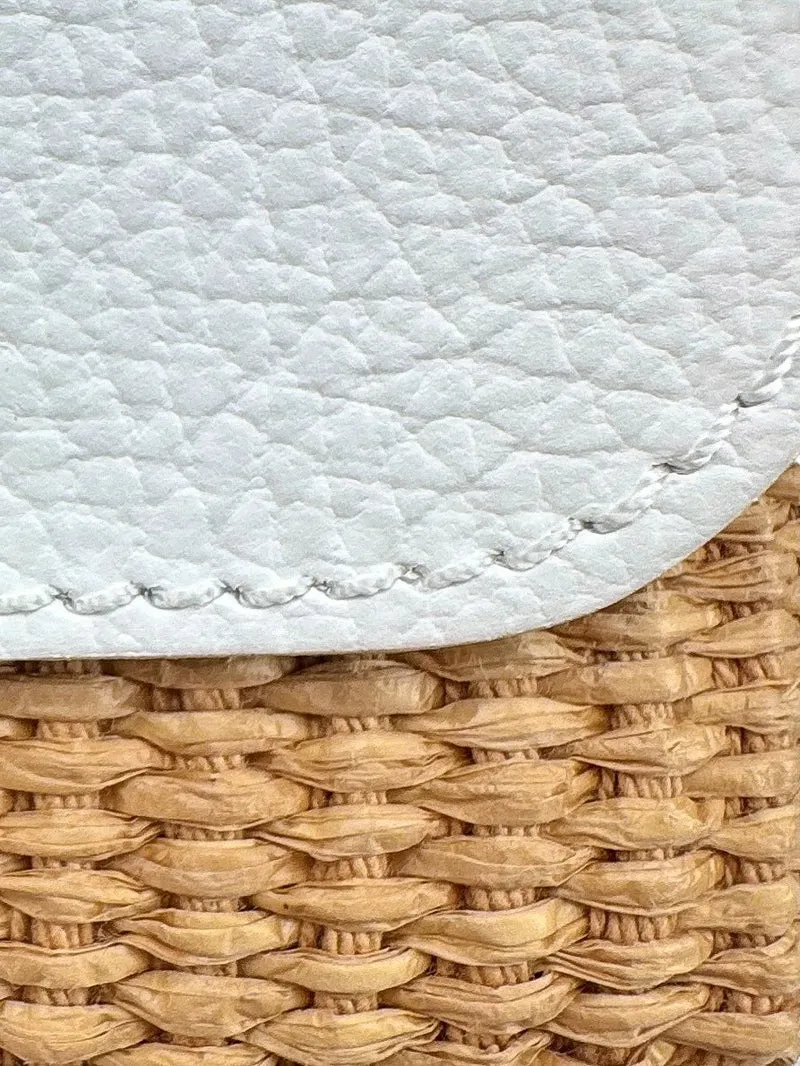 Mini sac en cuir grainé et Raphia BAHIA Blanc