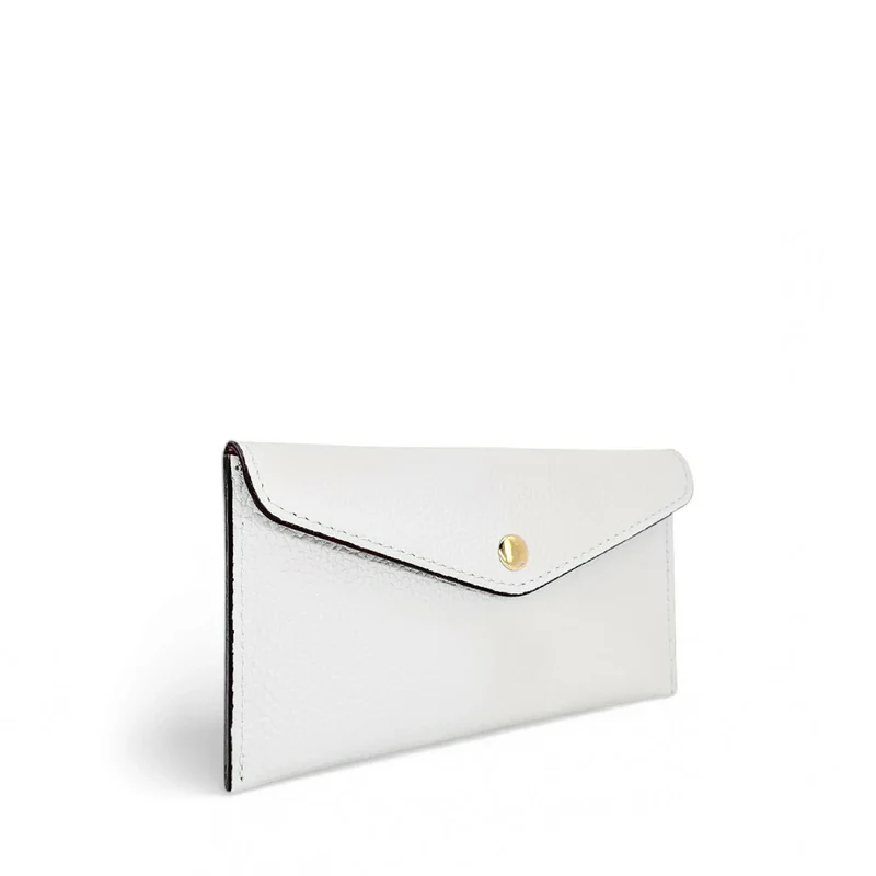 Pochette enveloppe en cuir grainé CLOE Blanc