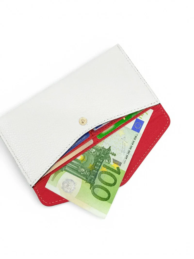 Pochette enveloppe en cuir grainé CLOE Blanc