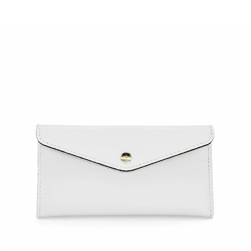 Pochette enveloppe en cuir grainé CLOE Blanc
