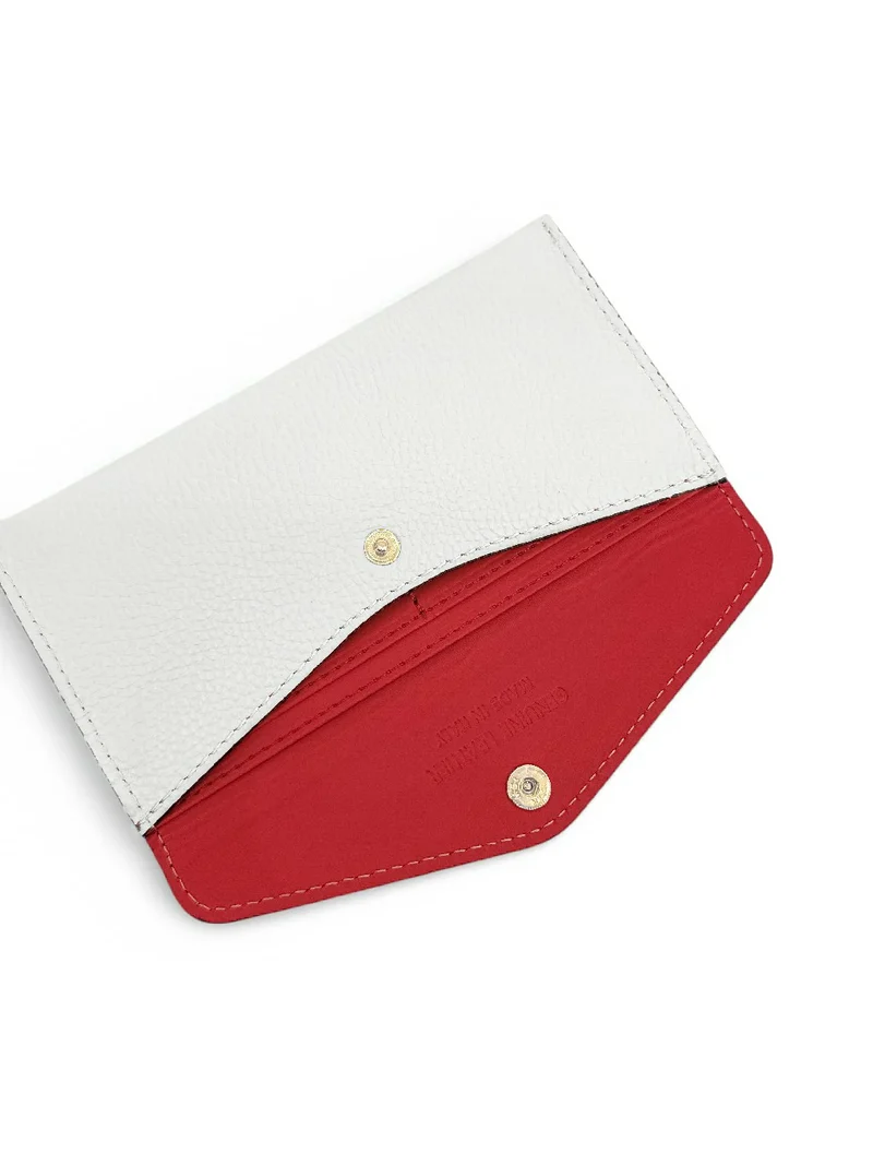 Pochette enveloppe en cuir grainé CLOE Blanc