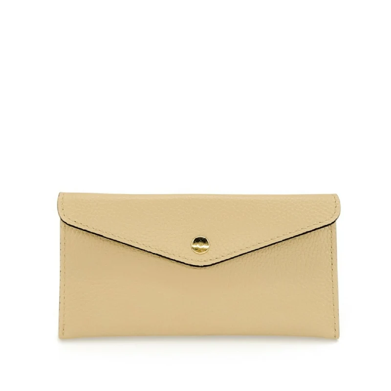 Pochette enveloppe en cuir grainé CLOE Beige crème