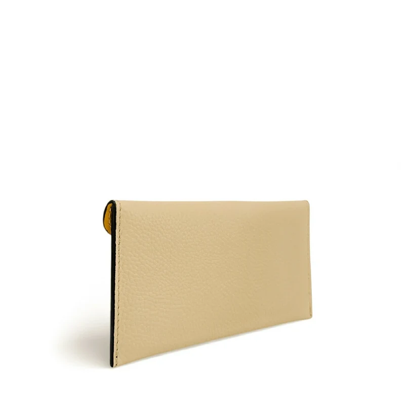 Pochette enveloppe en cuir grainé CLOE Beige crème