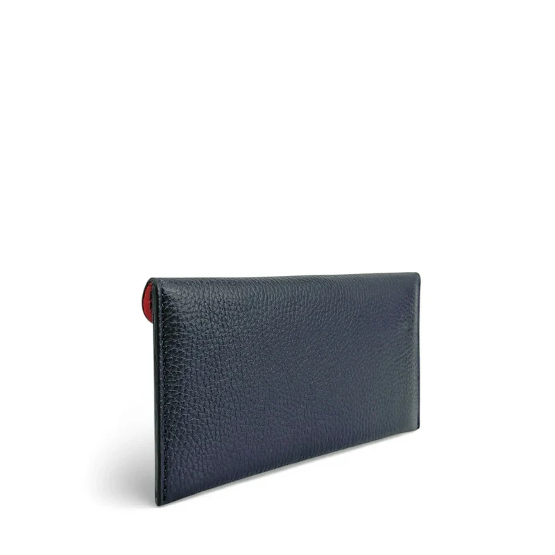 Pochette enveloppe en cuir grainé CLOE Bleu marine