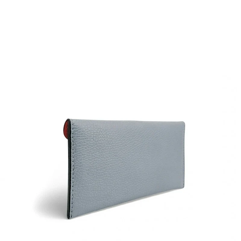 Pochette enveloppe en cuir grainé CLOE Bleu pastel