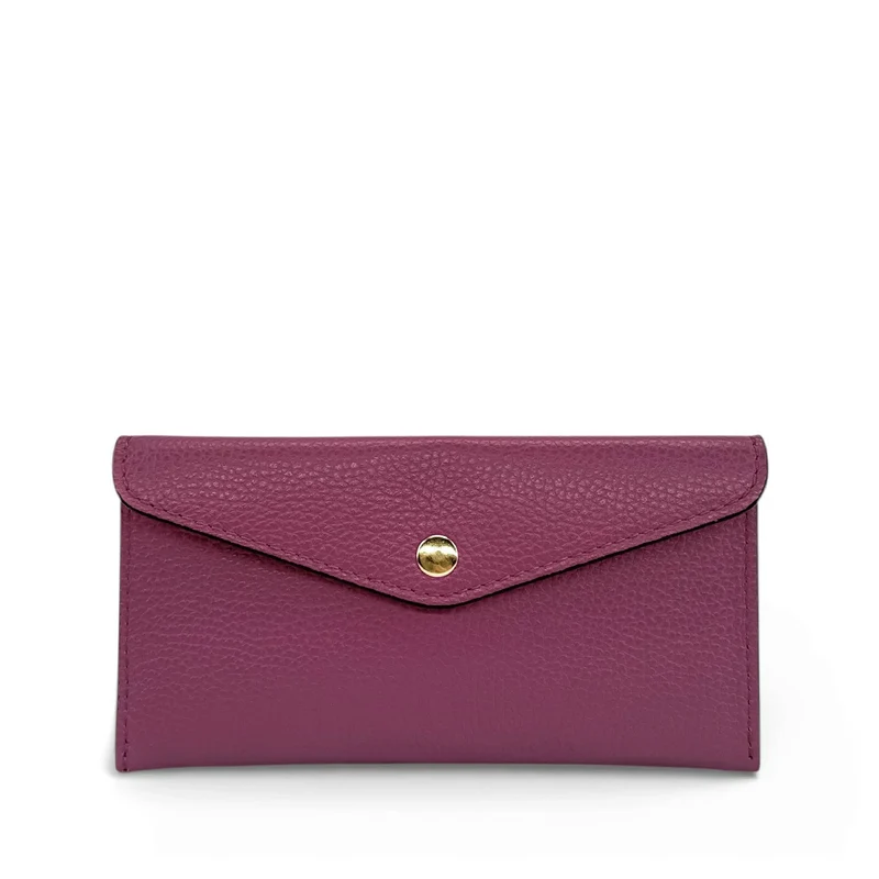Pochette enveloppe en cuir grainé CLOE Prune