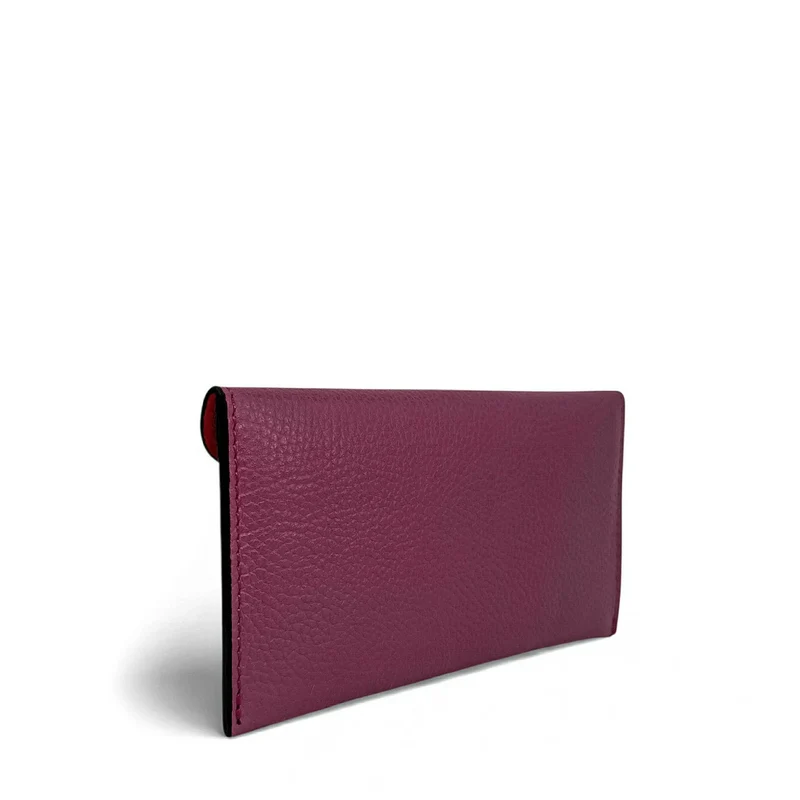 Pochette enveloppe en cuir grainé CLOE Prune