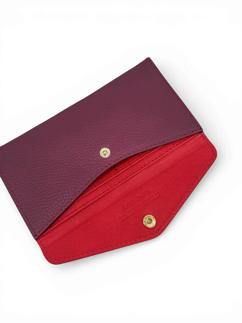 Pochette enveloppe en cuir grainé CLOE Prune