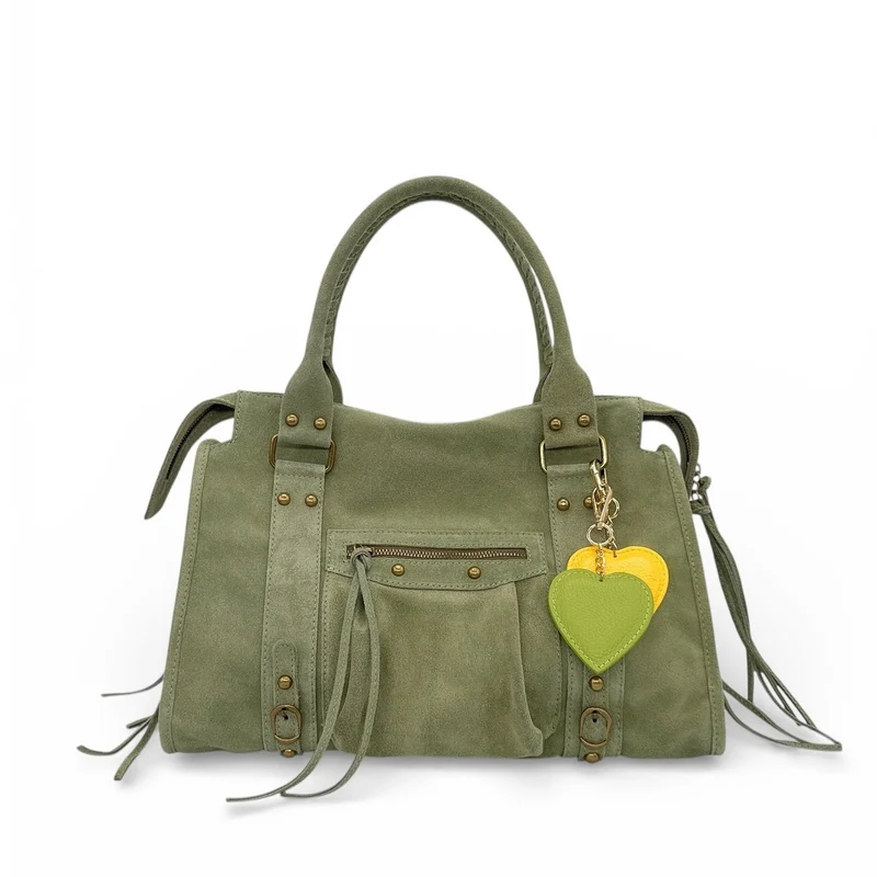 Porte-clés en cuir grainé COEUR Soft jaune
