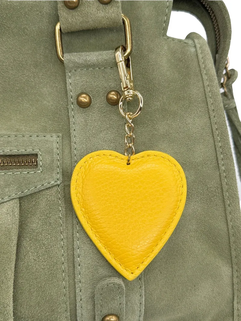 Porte-clés en cuir grainé COEUR Soft jaune