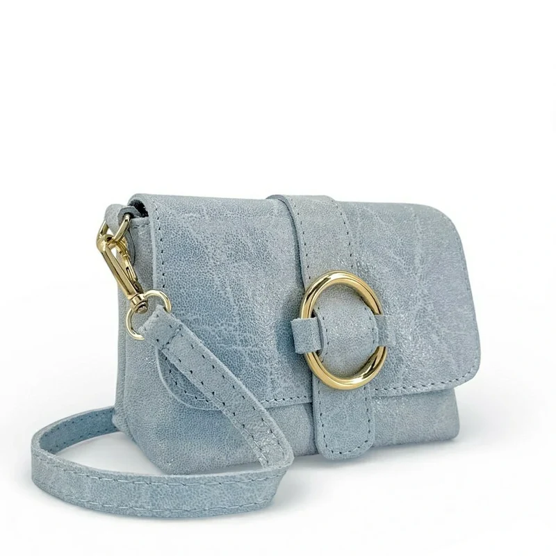 Micro sac en cuir brossé BERLINGOT Bleu pastel