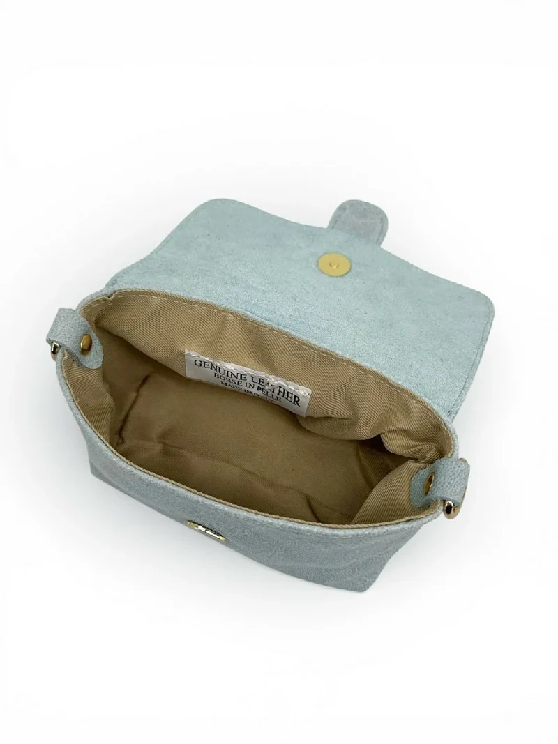 Micro sac en cuir brossé BERLINGOT Bleu pastel