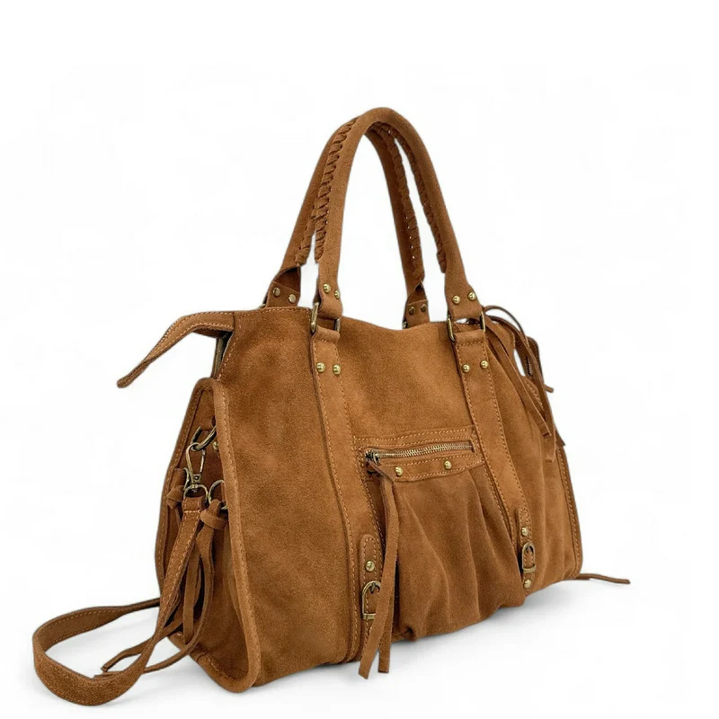 Sac à main en daim STORM SUEDE Marron Camel foncé