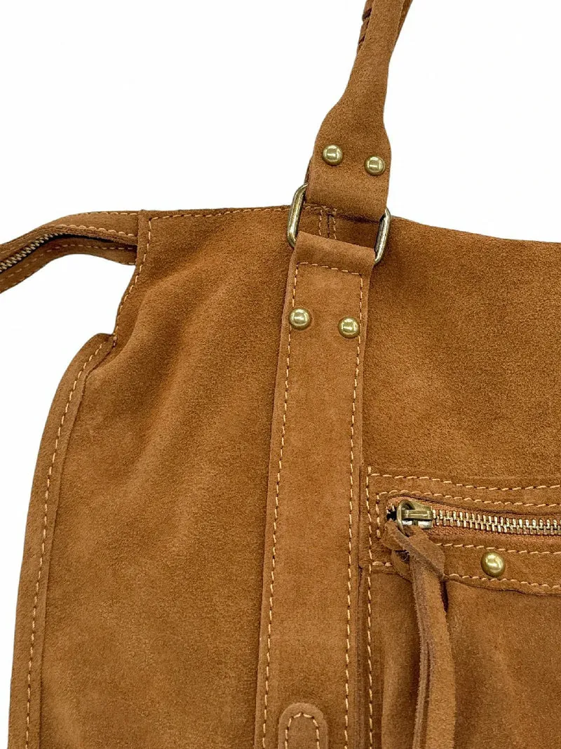 Sac à main en daim STORM SUEDE Marron Camel foncé