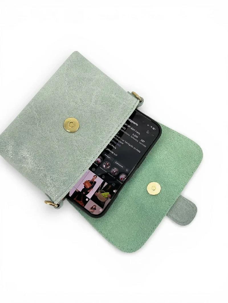 Micro sac en cuir brossé BERLINGOT Vert pastel