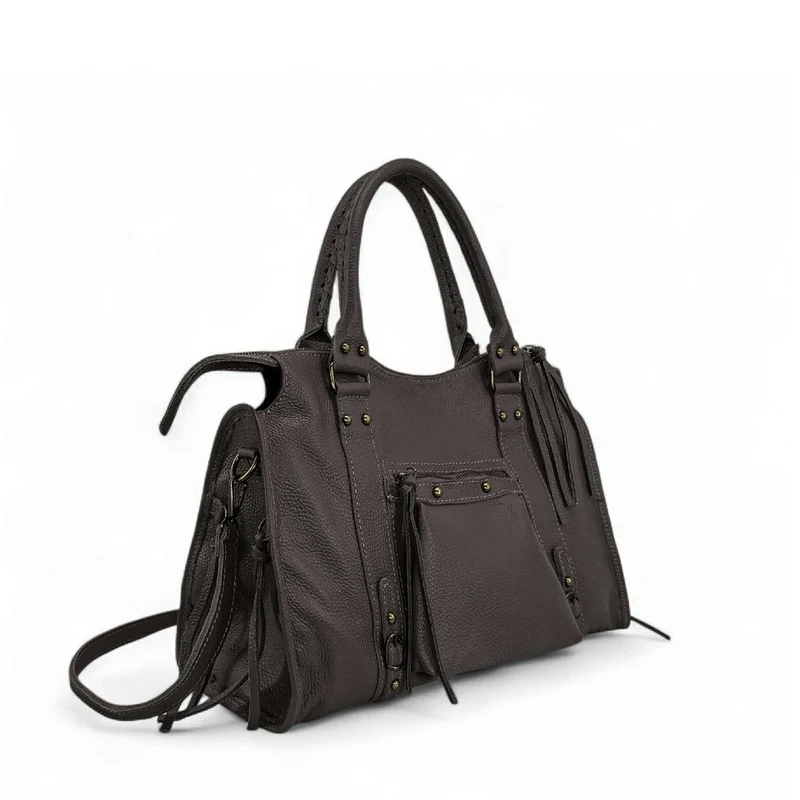 Grand sac type bowling en cuir grainé SANDSTORM Marron Chocolat