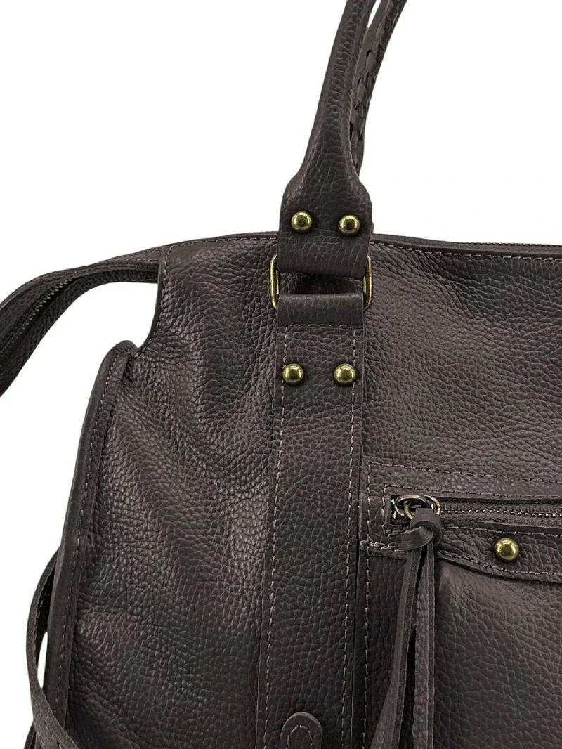 Grand sac type bowling en cuir grainé SANDSTORM Marron Chocolat