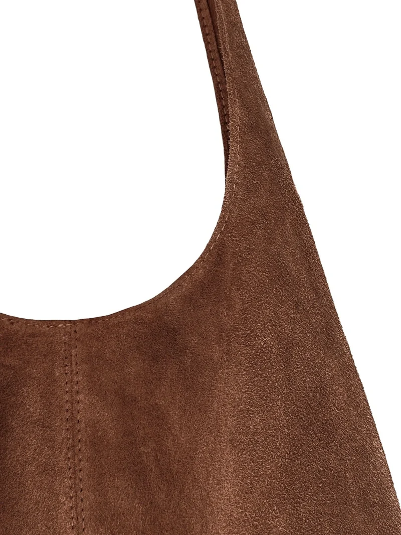 Sac à main de forme HOBO en daim EVA Marron châtaigne