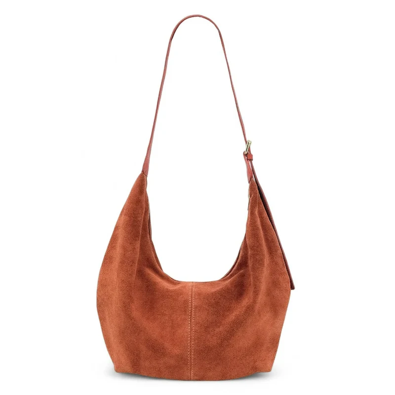 Besace demi-lune en daim HERMIONE Rouille