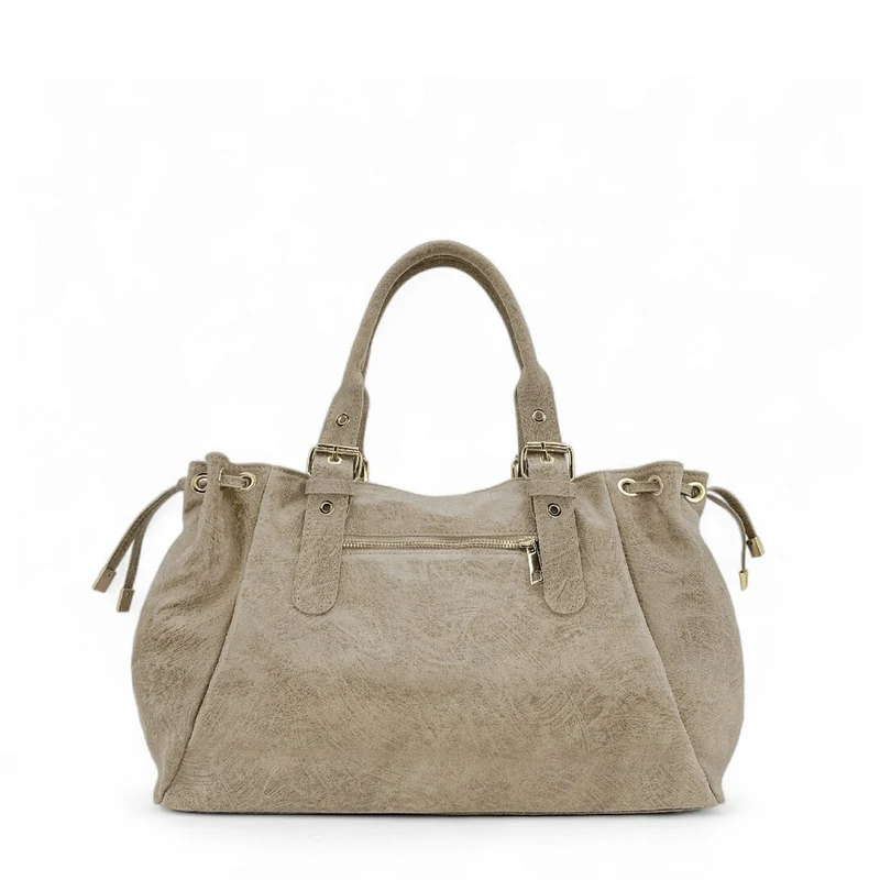 Sac bowling en cuir brossé PRINCESSE BROSSEE XL Beige crème