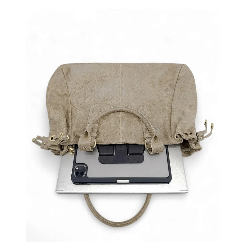 Sac bowling en cuir brossé PRINCESSE BROSSEE XL Beige crème
