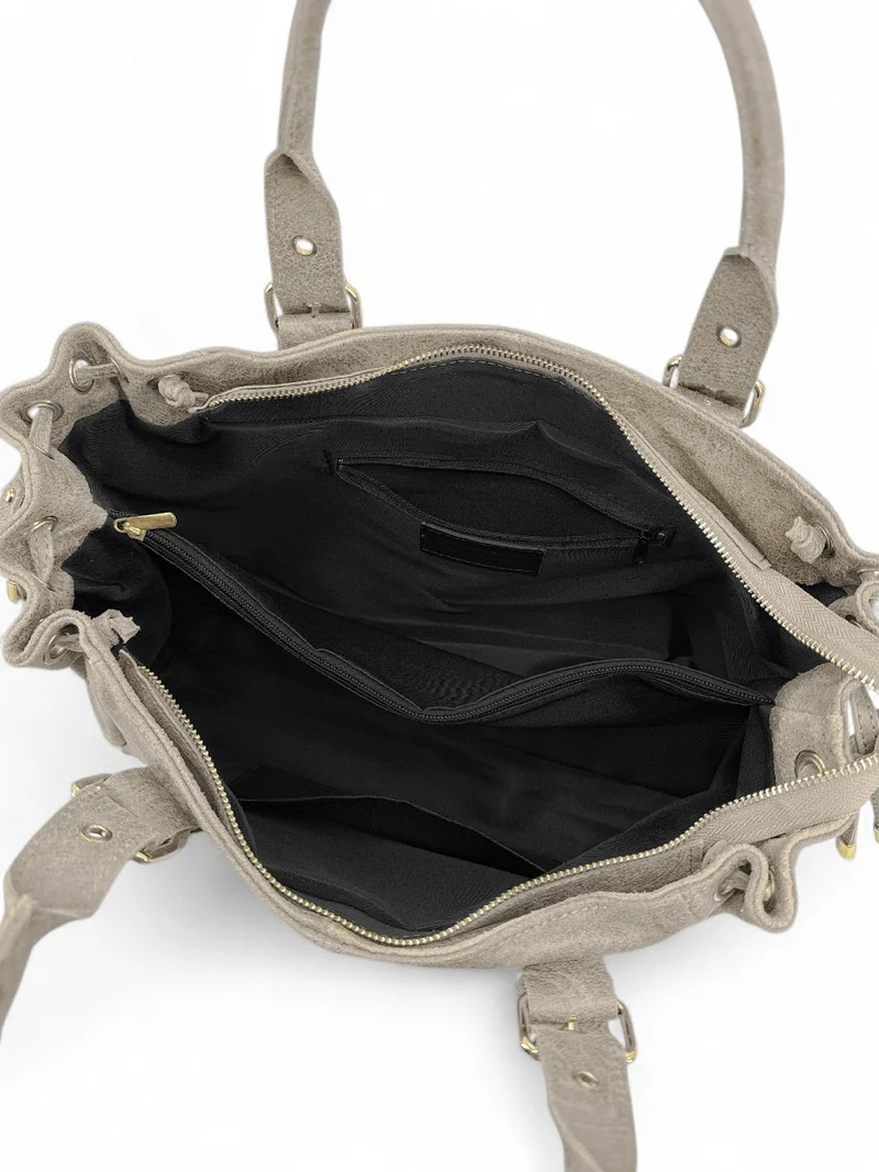 Sac bowling en cuir brossé PRINCESSE BROSSEE XL Beige crème