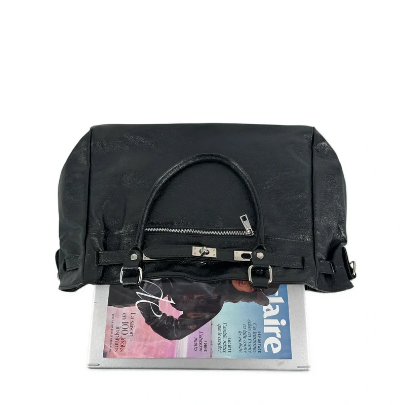 Sac cabas en cuir irisé JANET SILVER Noir