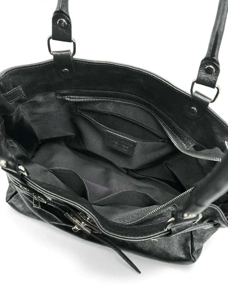 Sac cabas en cuir irisé JANET SILVER Noir