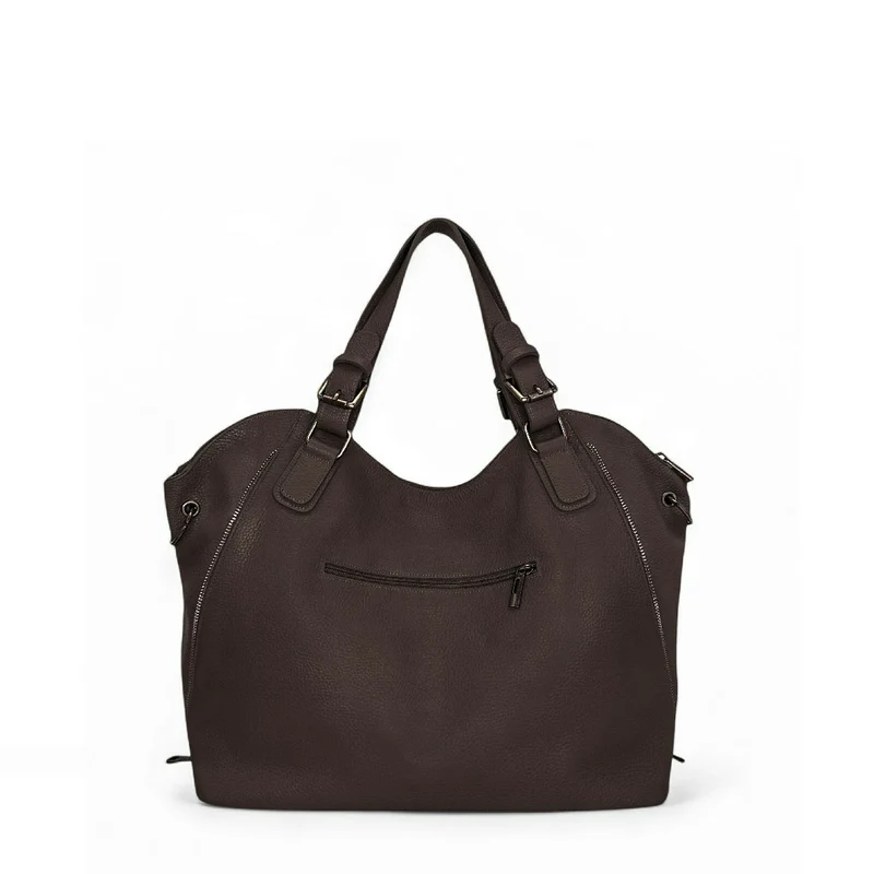 Sac porté épaule en cuir grainé CAMELIA Marron chocolat