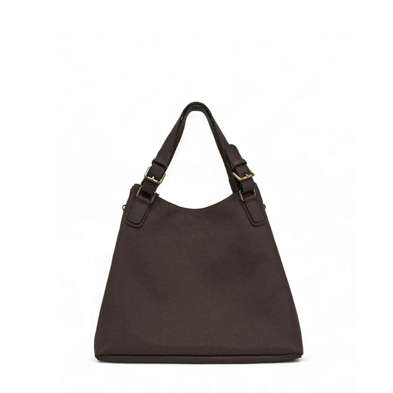 Sac porté épaule en cuir grainé CAMELIA Marron chocolat