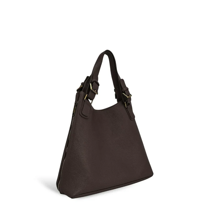 Sac porté épaule en cuir grainé CAMELIA Marron chocolat