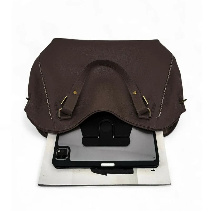 Sac porté épaule en cuir grainé CAMELIA Marron chocolat