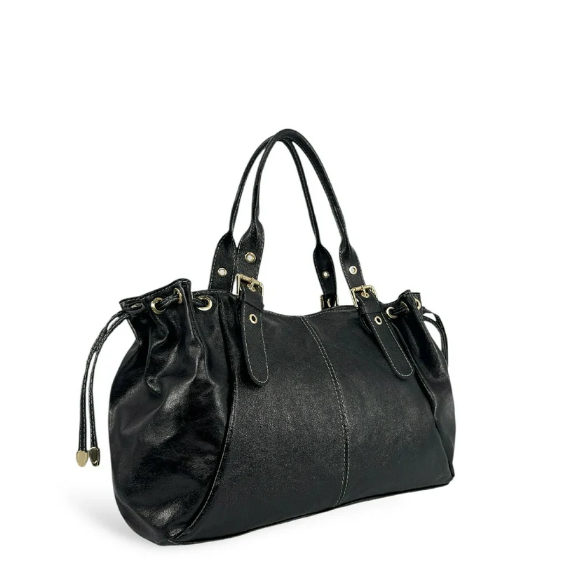 Sac bowling en cuir métallisé PRINCESSE XL Noir irisé