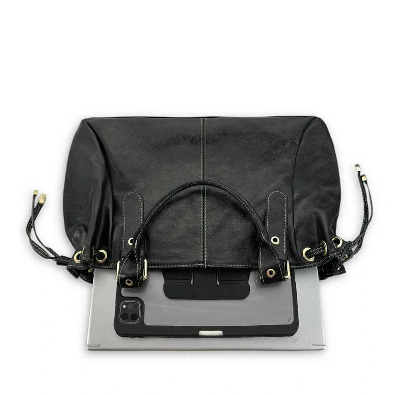Sac bowling en cuir métallisé PRINCESSE XL Noir irisé