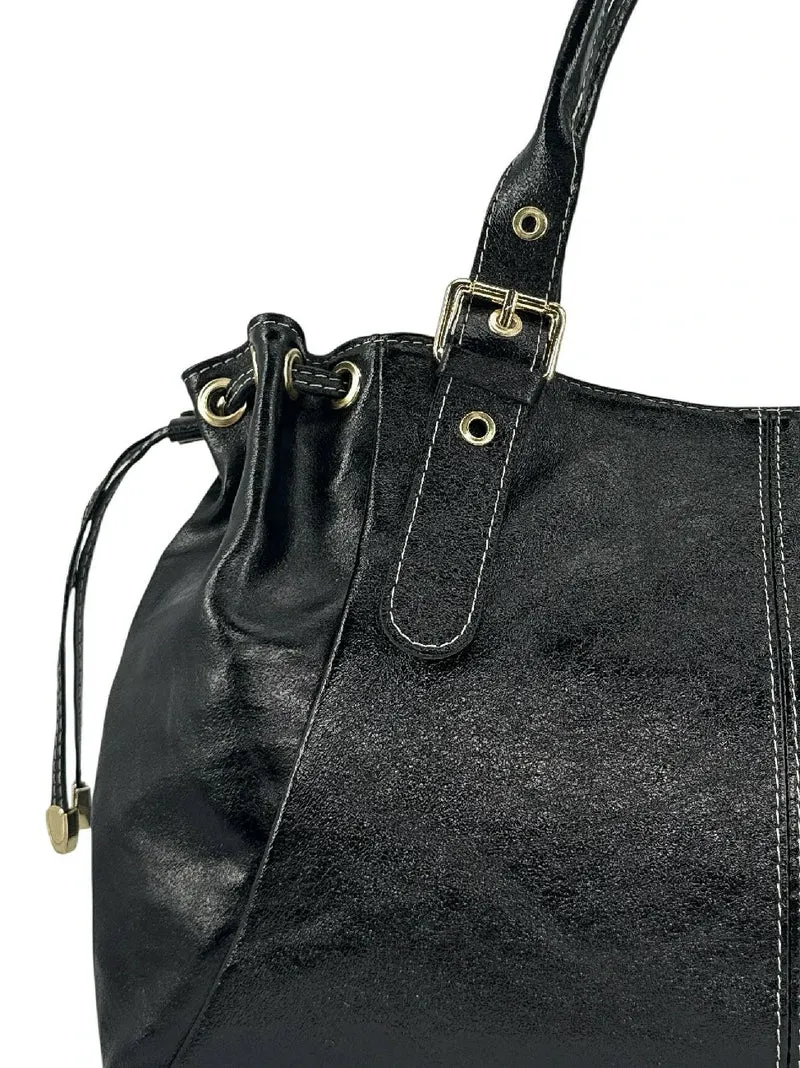 Sac bowling en cuir métallisé PRINCESSE XL Noir irisé