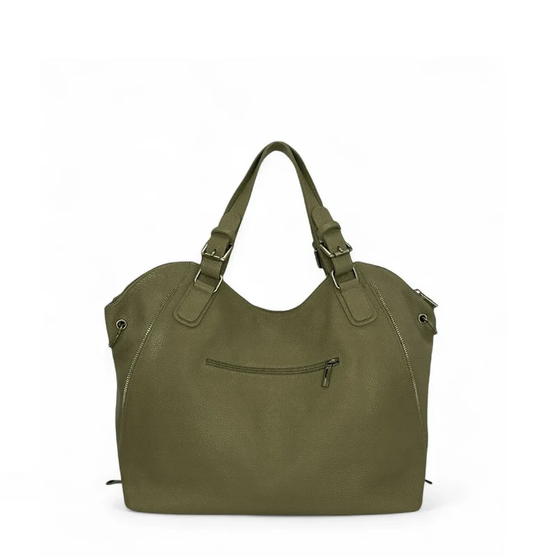 Sac porté épaule en cuir grainé CAMELIA Kaki