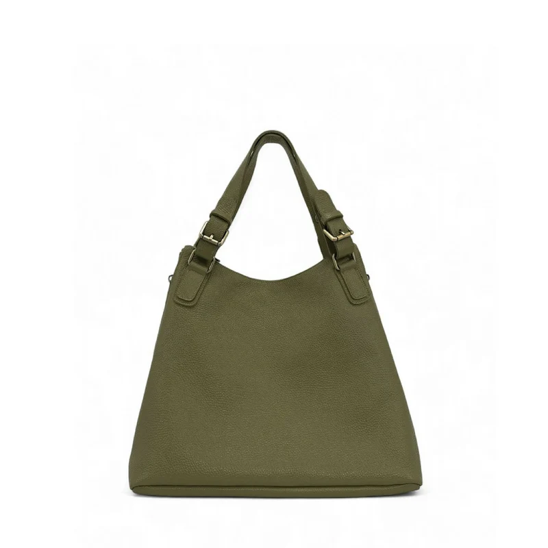 Sac porté épaule en cuir grainé CAMELIA Kaki