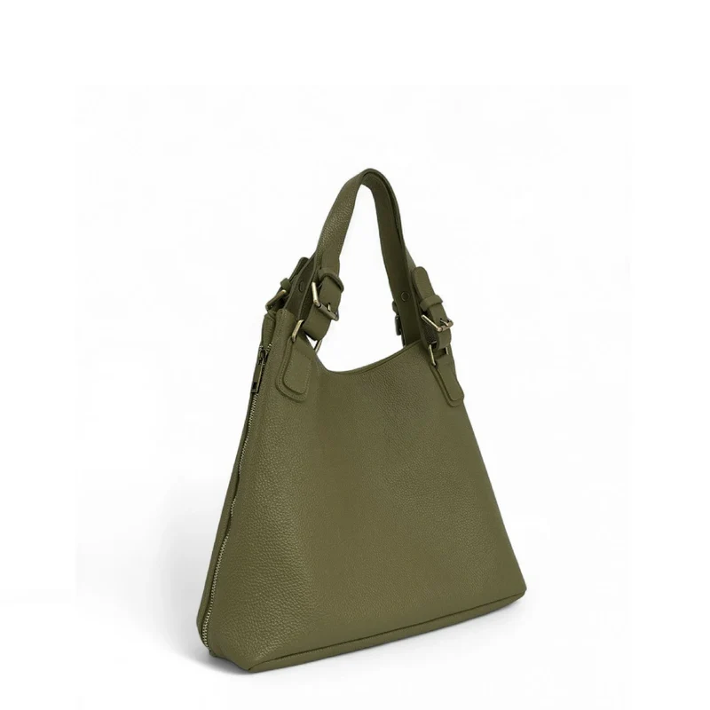 Sac porté épaule en cuir grainé CAMELIA Kaki